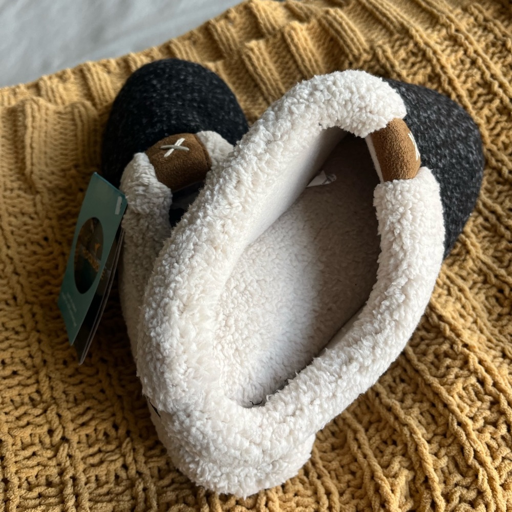 ROCKDOVE Knit Sherpa Lined Memory Foam Slippers NWT